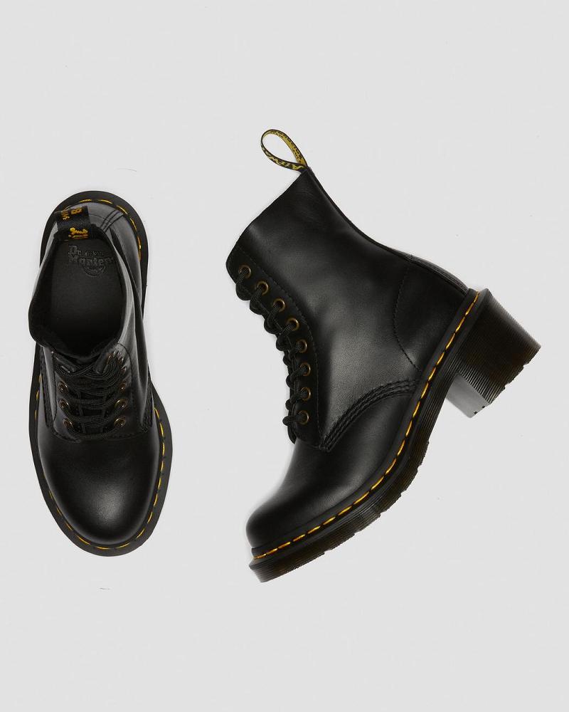 Women's Dr Martens Clemency Leather Heeled Heeled Boots Black | AU 140EBC